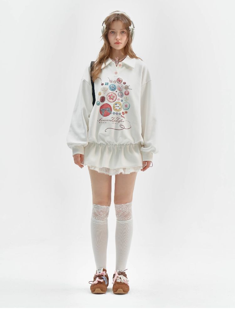 Polo Neck Waisted Sweatshirt Dress【s0000011516】