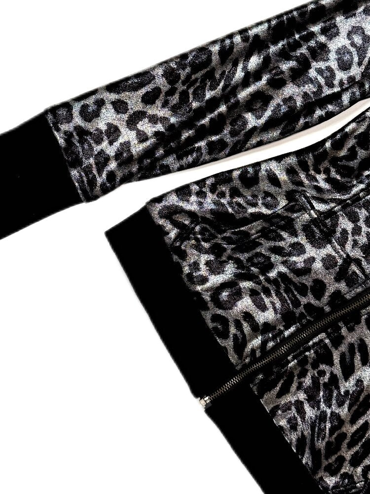 Silver Leopard Hooded Waist Jacket【s0000019098】