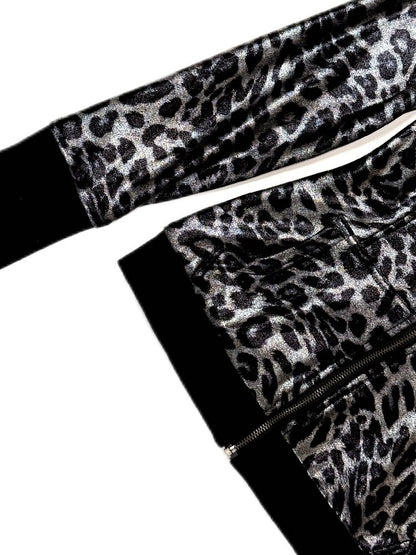 Silver Leopard Hooded Waist Jacket【s0000019098】