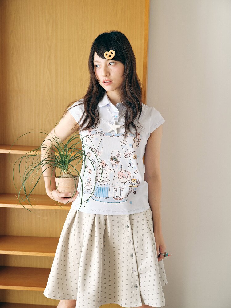 Two-Tone Doll Collar Short-Sleeve【s0000018719】