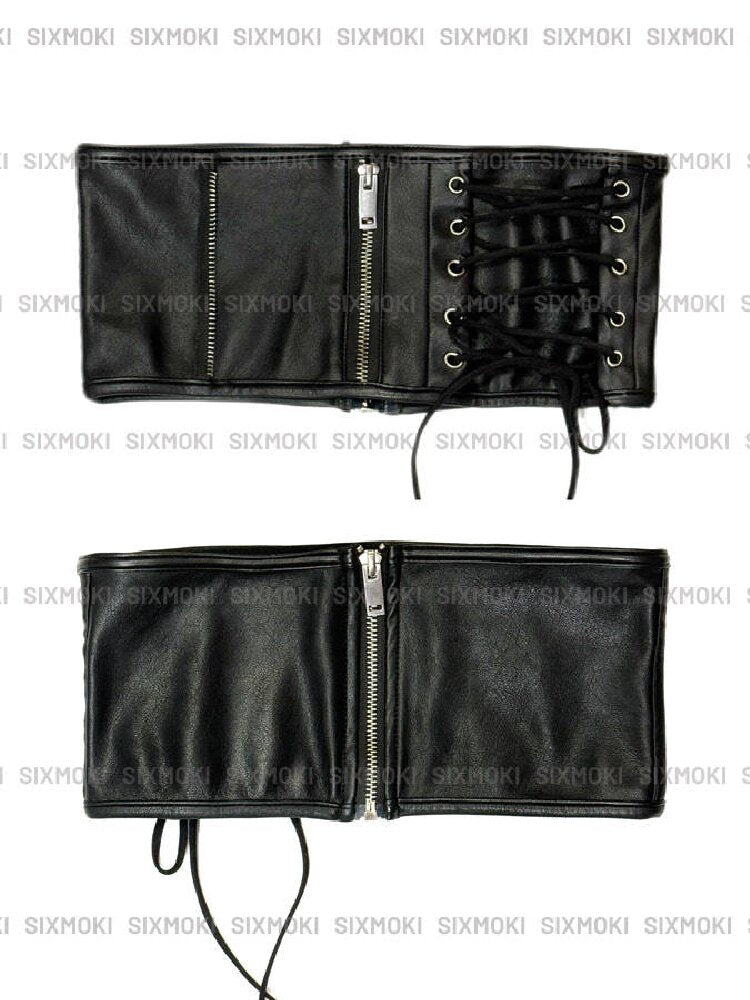 Zip Strap Stretch Leather Bra【s0000019102】