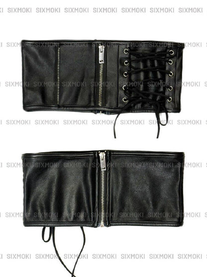 Zip Strap Stretch Leather Bra【s0000019102】