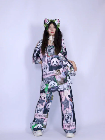 Panda Relaxed-Fit Wide-Leg Pants【s0000013976】