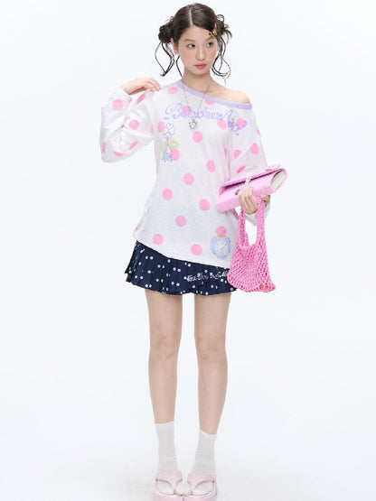 Polka Dot Stripe Long Sleeve Top【s0000016397】