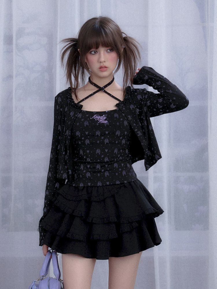 Bear Print Knit Camisole Jacket Cardigan【s0000013368】