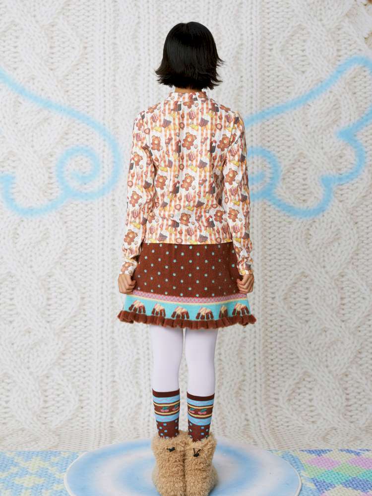 Cookie Print Waffle Base T-Shirt【s0000014856】