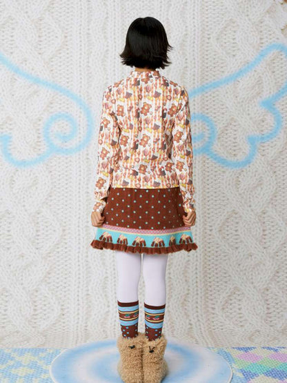 Cookie Print Waffle Base T-Shirt【s0000014856】