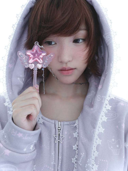 Dreamcore Star Wings Magic Wand Necklace【s0000014700】