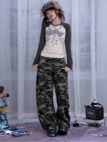 Street cool double waist camo pants【s0000014373】