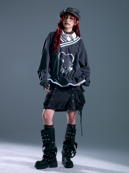 Drawstring Oversized Hoodie Top【s0000013912】