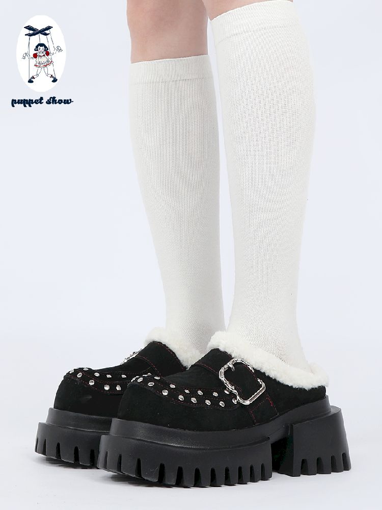 꼭두각시 쇼 [Original] New Baotou Wear Punk Wool 슬리퍼 2025 두꺼운 껍질과 양털 Birkenstocks