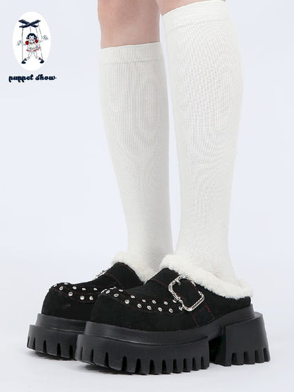 꼭두각시 쇼 [Original] New Baotou Wear Punk Wool 슬리퍼 2025 두꺼운 껍질과 양털 Birkenstocks