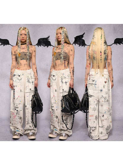 Torn Manuscript Print Sweatpants【s0000018736】