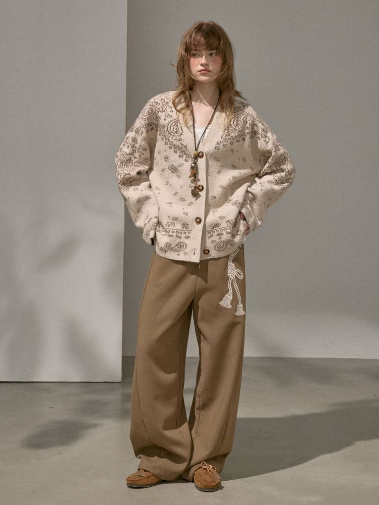 Button-Front Jacquard Knit Cardigan【s0000014394】