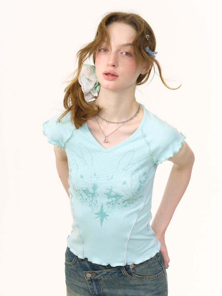 V-Neck Short Sleeve T-Shirt【s0000012251】