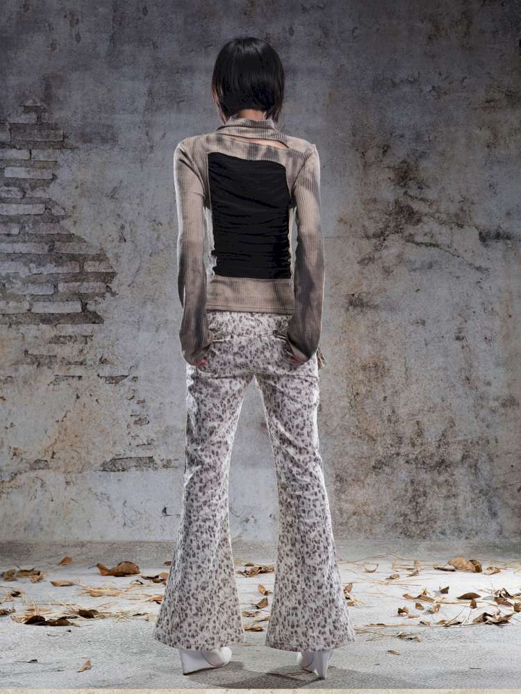 Straight-Leg Flared Low-Rise Pants【s0000014487】