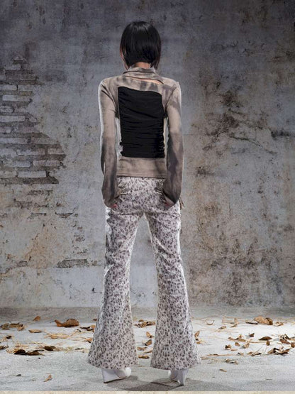 Straight-Leg Flared Low-Rise Pants【s0000014487】