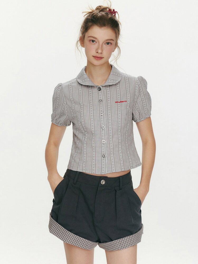 Flower Story Red Plaid Doll Shirt【s0000015687】