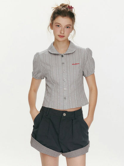 Flower Story Red Plaid Doll Shirt【s0000015687】