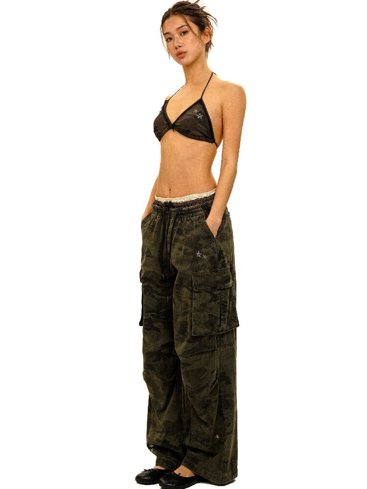 Star Rhinestone Camo Work Pants【s0000017908】