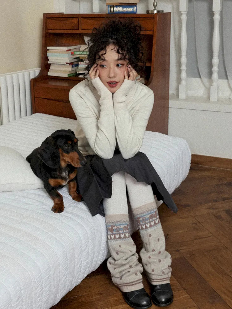 Adorable Puppy Fair Isle Sock Covers【s0000013984】
