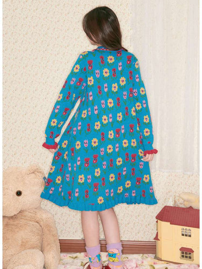 Cartoon Floral Knit Dress【s0000014505】