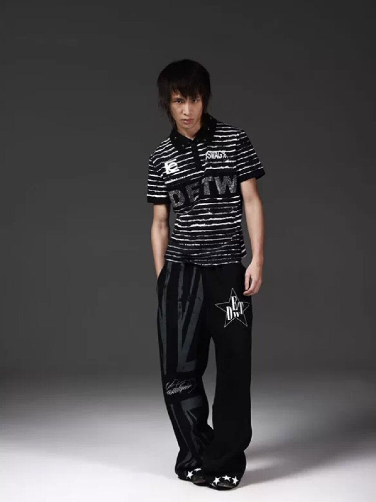 Thorn Letter Rhinestone Polo Shirt【s0000018268】