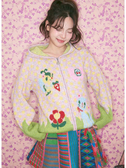 Light Pink Polka Dot Hood Cardigan【s0000015024】