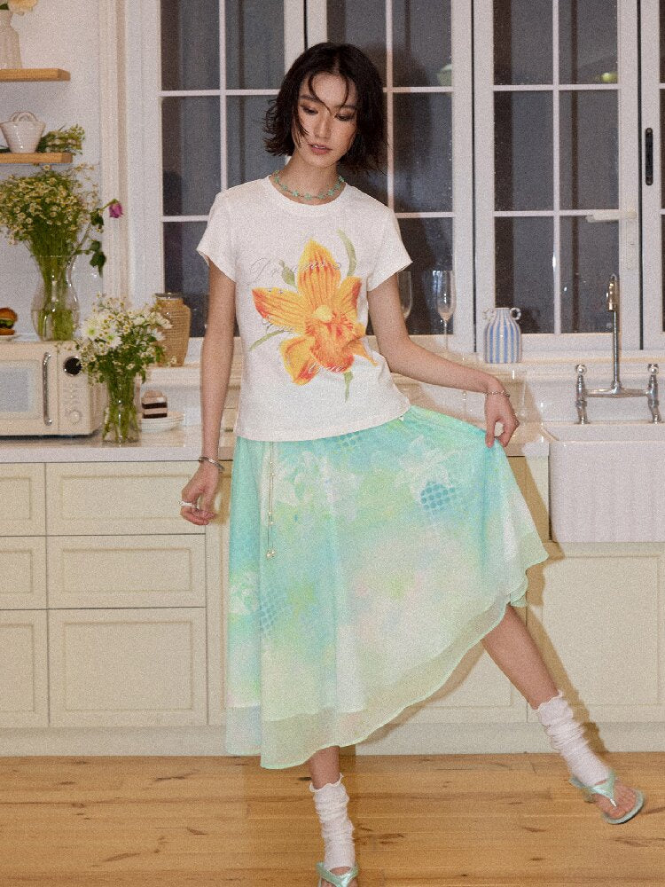 Floral Print Short Sleeve Shirt【s0000016656】