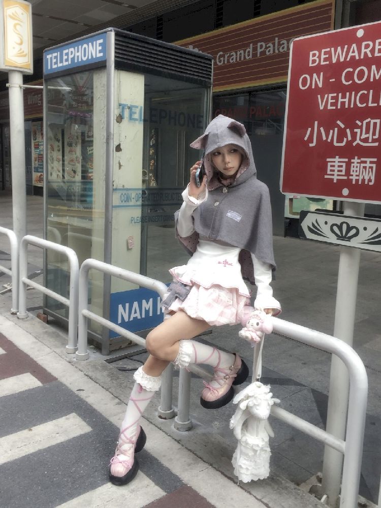 Cat Ears Hooded Short Coat Poncho【s0000011845】