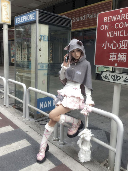 Cat Ears Hooded Short Coat Poncho【s0000011845】