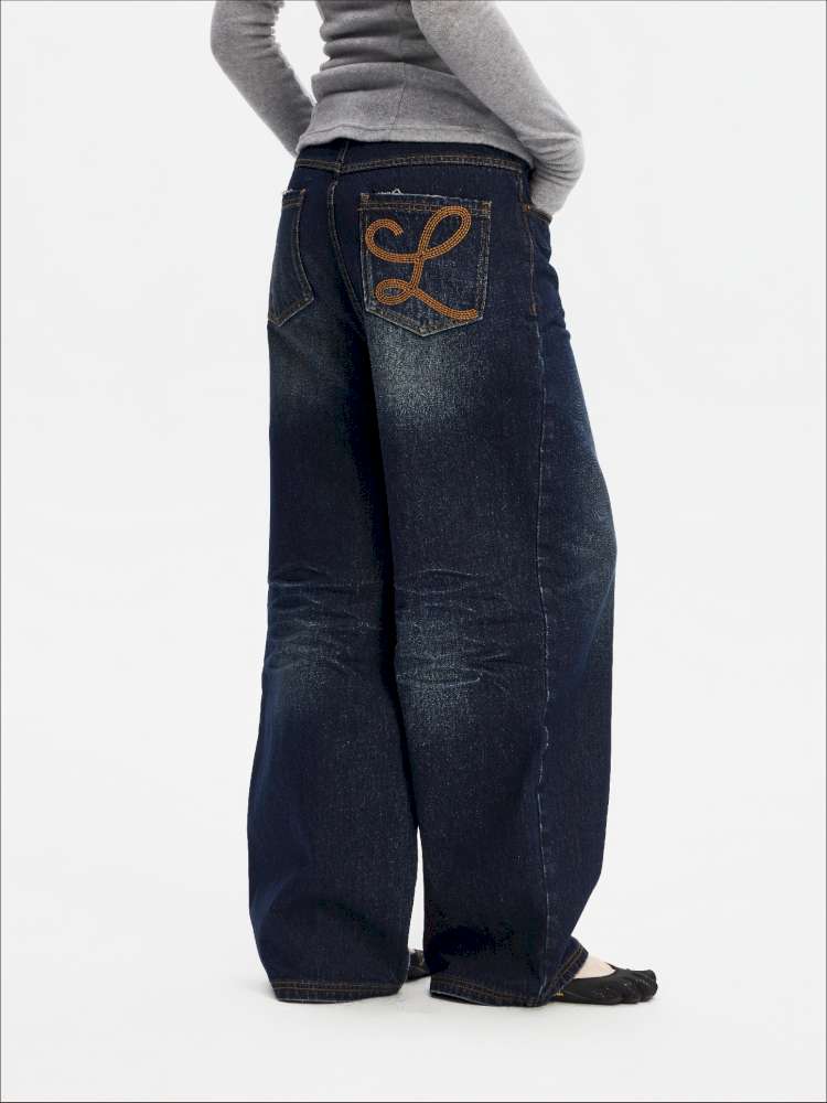 Vintage Yellow Mud Distressed Wide-Leg Jeans【s0000014873】