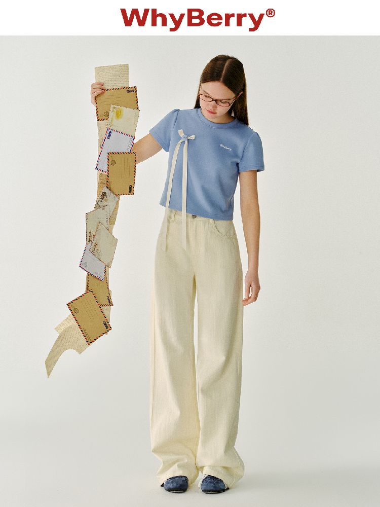 Cubic Bow Light Jeans Lace Pants【s0000011977】