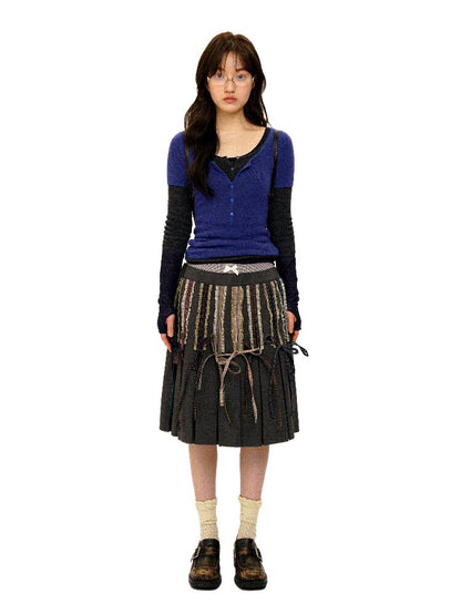 Fake Plaid Lace Pleated Skirt【s0000016088】
