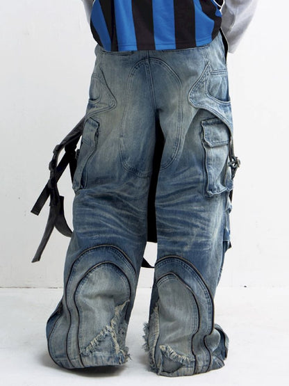 PLEATED WIDE LEG JEANS [S0000010450]