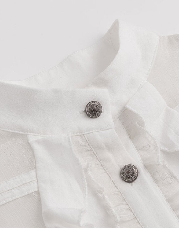 Napoleon Chiffon Patchwork Shirt【s0000018103】
