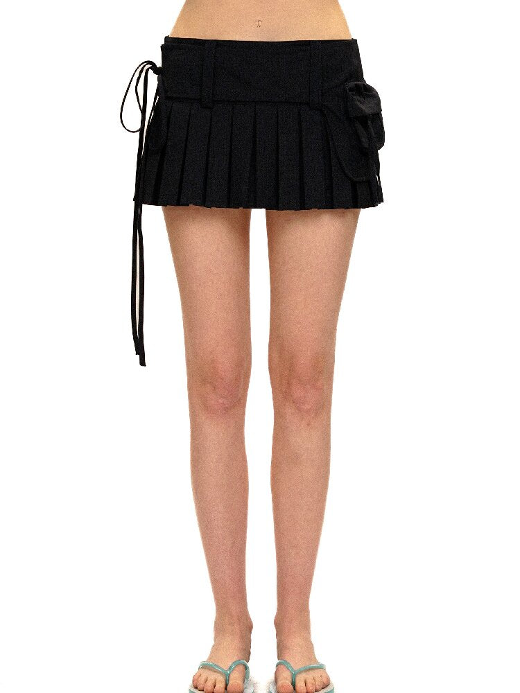 Dark Check Waist Bag Pleated Skirt【s0000016431】
