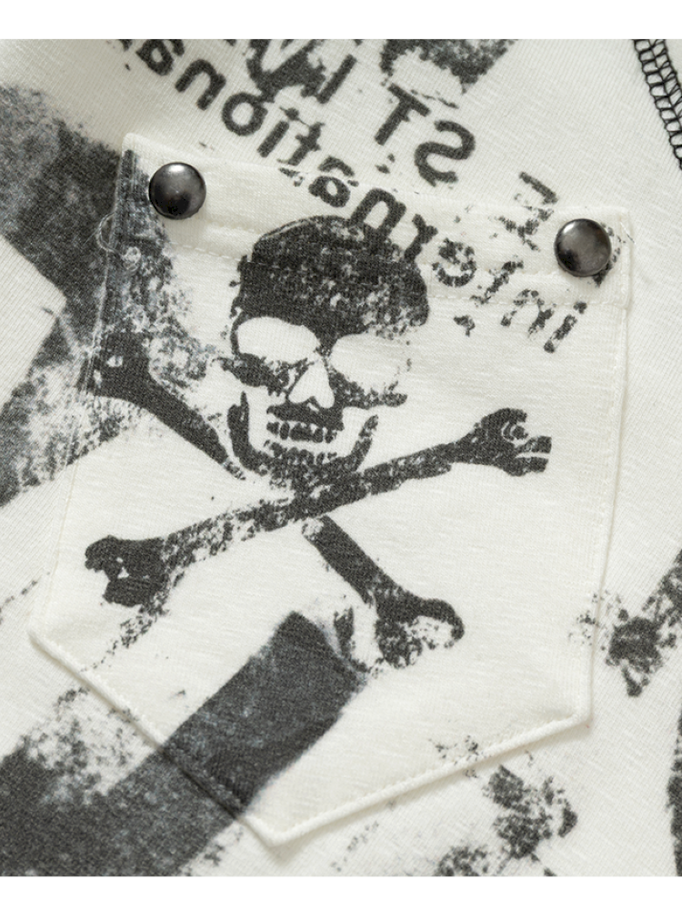 Retro Punk V-Neck Stretch T-Shirt【s0000014928】