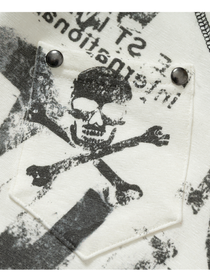 Retro Punk V-Neck Stretch T-Shirt【s0000014928】