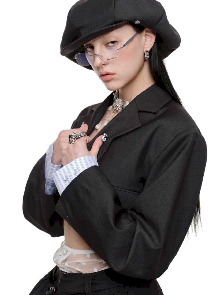 Ultra Short Gray Blazer【s0000011622】