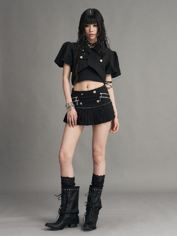 Palace Punk Metal Zipper A-line Skirt【s0000017523】