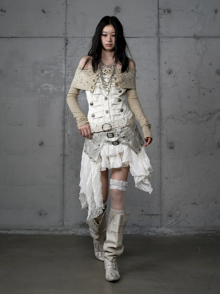 Rhinestone Off-Shoulder Long-Sleeve T-Shirt【s0000014118】