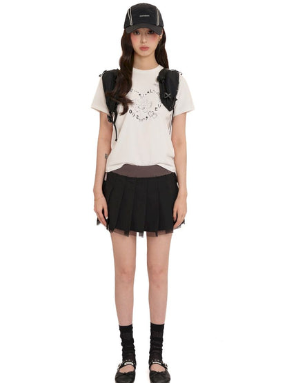 Hem Layered Mesh Pleated Skirt【s0000013431】