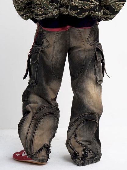 Button Folded Wide Leg Jeans【s0000011351】