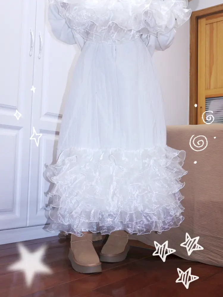 Apricot-Colored Design-Inspired Lace Skirt【s0000014344】