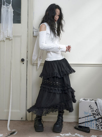 IRREGULAR LONG CAKE UMBRELLA SKIRT [S0000010723]