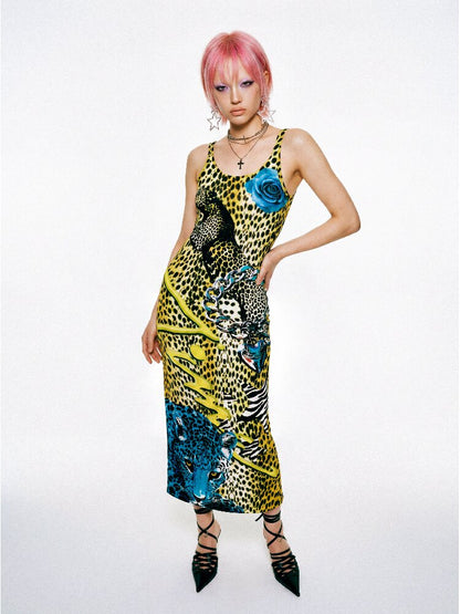 Vintage Leopard Print Fitted Dress【s0000017405】