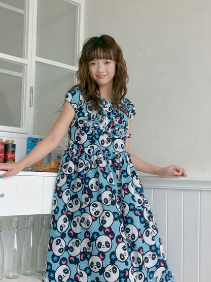 Blue panda pattern dress【s0000012757】