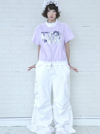 Angel Illustration Purple Cardigan【s0000016543】