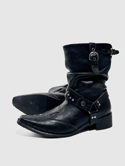 Studded Pointed Chelsea Punk Boots【s0000015719】